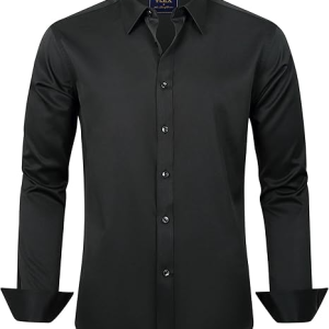 Solid Long Sleeve Stretch Wrinkle-Free Formal Shirt Business Casual Button Down Shirts