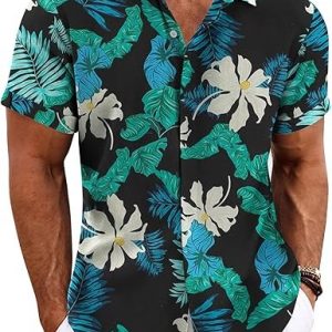 Men's Linen Shirts Short Sleeve Casual Shirts Button Down Shirt for Men Beach Summer Wedding Shirt